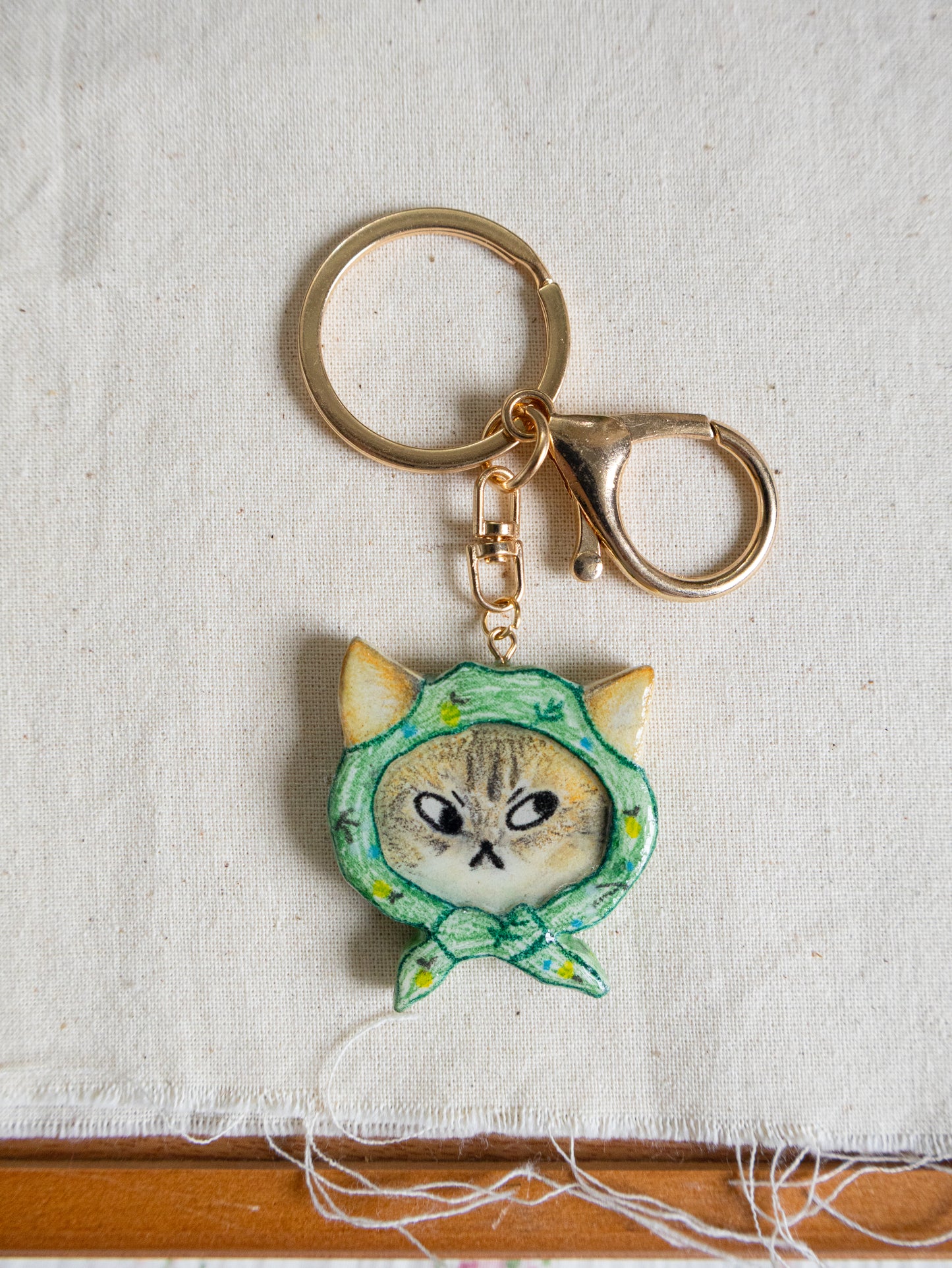 Cute grandma scarf cosplay keychain