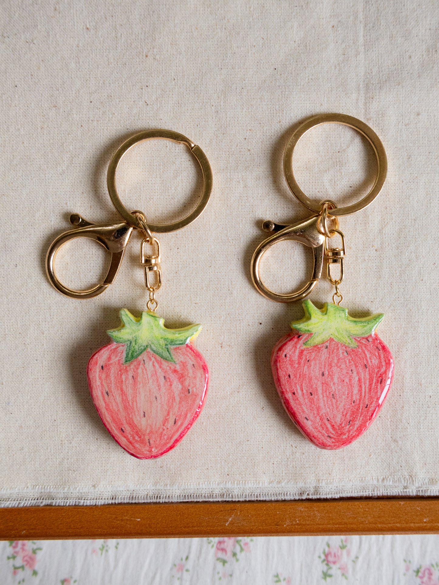 Cute strawberry cosplay keychain