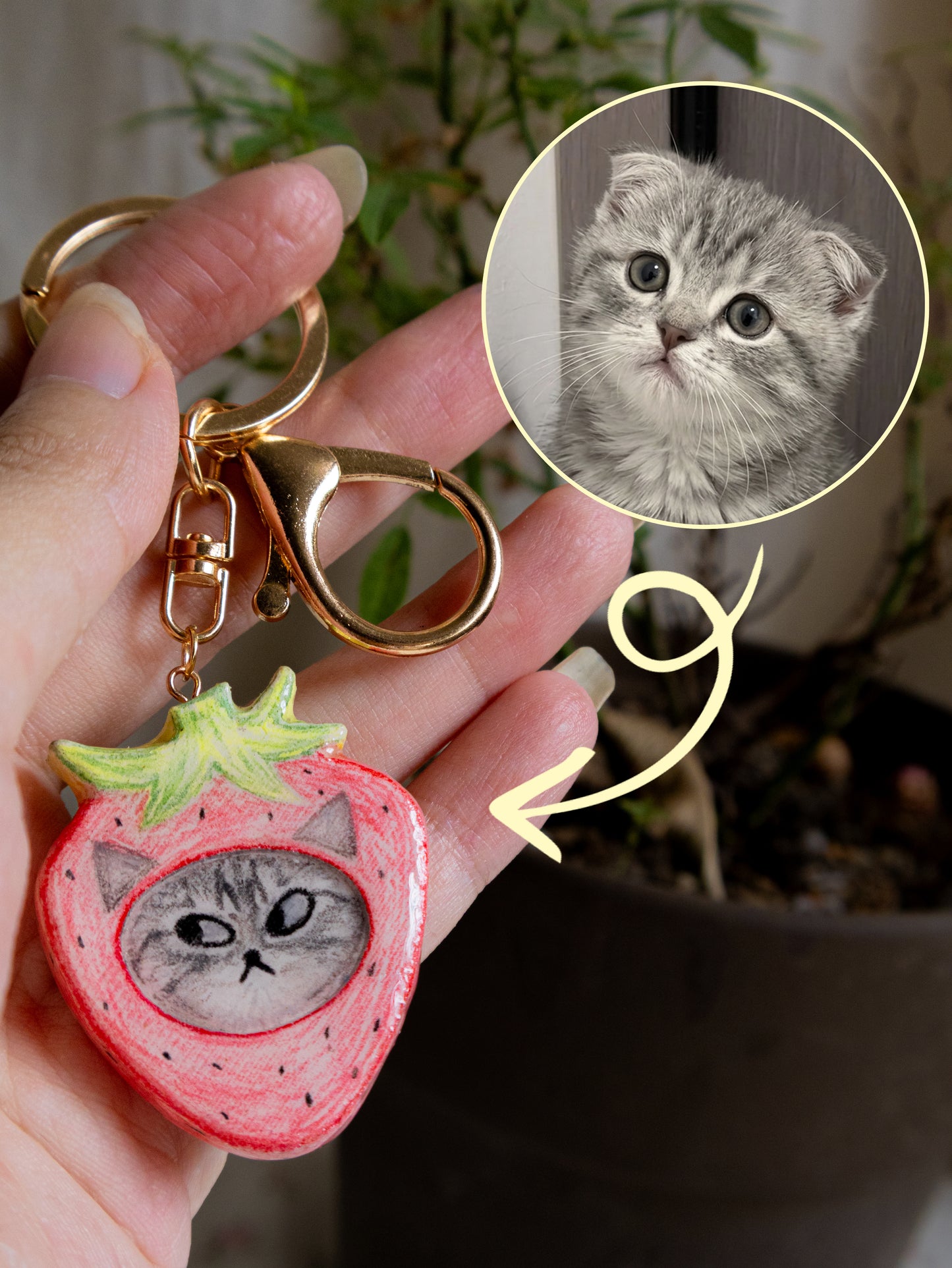 Cute strawberry cosplay keychain
