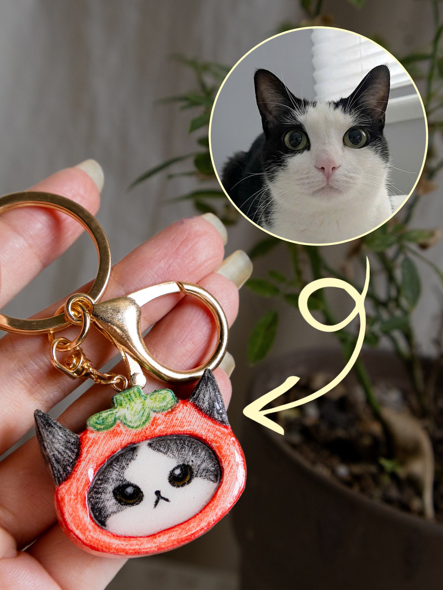 Cute tomato cosplay keychain