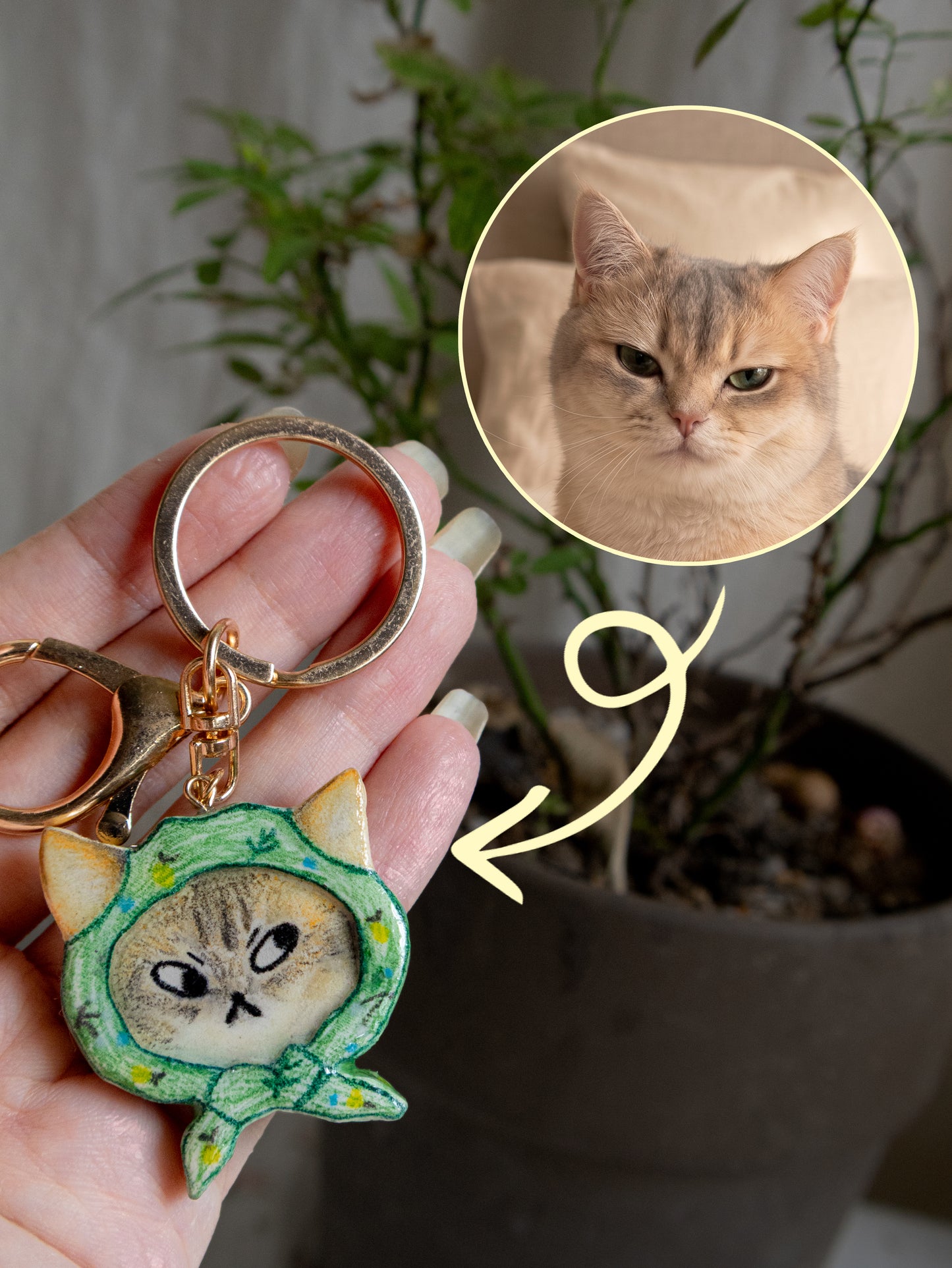 Cute grandma scarf cosplay keychain