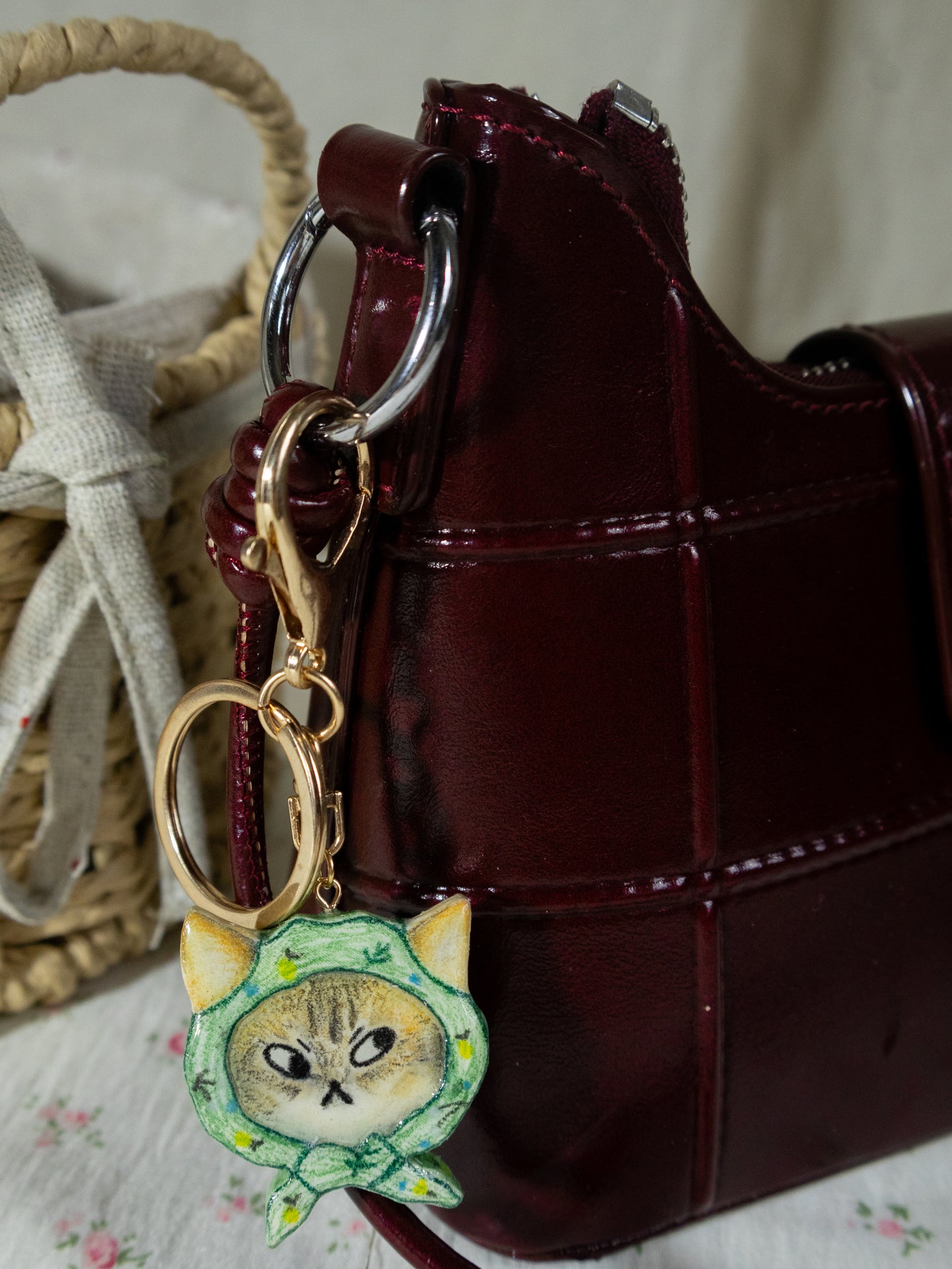 Cute grandma scarf cosplay keychain