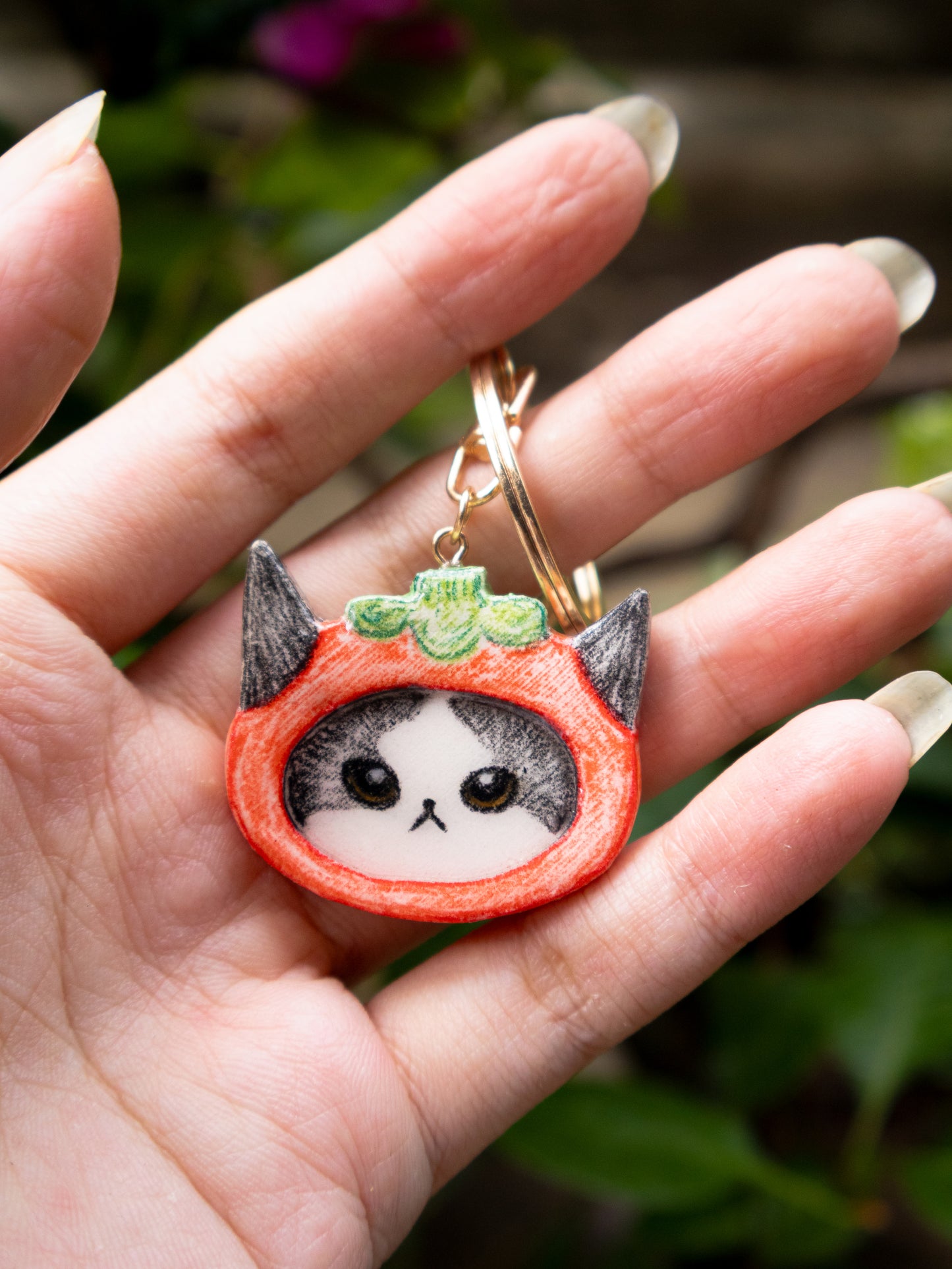 Cute tomato cosplay keychain